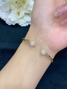 LUOWEND 18K Yellow Gold Real Natural Diamond Bracelet for Women