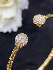 LUOWEND 18K Yellow Gold Real Natural Diamond Bracelet for Women