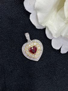 LUOWEND 18K White and Yellow Gold Real Natural Ruby Gemstone Necklace for Women