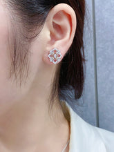 Load image into Gallery viewer, LUOWEND 18K White and Yellow Gold Real Natural Diamond Stud Earrings for Women
