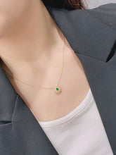 Load image into Gallery viewer, LUOWEND 18K White and Yellow Gold Real Natural Emerald Gemstone Necklace for Women
