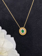 Load image into Gallery viewer, LUOWEND 18K White and Yellow Gold Real Natural Emerald Gemstone Necklace for Women
