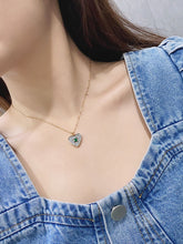 Load image into Gallery viewer, LUOWEND 18K Yellow Gold Real Natural Emerald Gemstone Necklace for Women
