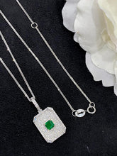 Load image into Gallery viewer, LUOWEND 18K White and Yellow Gold Real Natural Emerald Gemstone Necklace for Women
