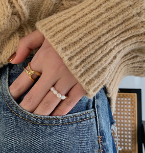 LUOWEND 18K Yellow Gold Ring for Women