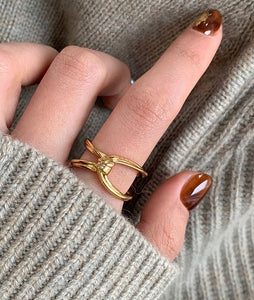 LUOWEND 18K Yellow Gold Ring for Women