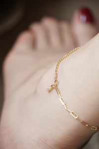 LUOWEND 18K Yellow Gold Real Natural Diamond Bracelet and Anklet Chain for Women