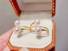 Load image into Gallery viewer, LUOWEND 18K Yellow or Rose Gold Real Natural Peal Ring for Women

