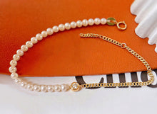 Load image into Gallery viewer, LUOWEND 18K Yellow Gold Real Natural Diamond and Pearl Bracelet for Women
