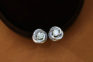 LUOWEND 18K Rose/White/Yellow Gold Real Natural Diamond Earrings for Women
