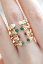 Load image into Gallery viewer, LUOWEND 18K Yellow Gold Real Natural Ruby Ring for Women
