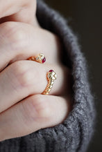 Load image into Gallery viewer, LUOWEND 18K Yellow Gold Real Natural Ruby Ring for Women
