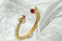 Load image into Gallery viewer, LUOWEND 18K Yellow Gold Real Natural Ruby Ring for Women

