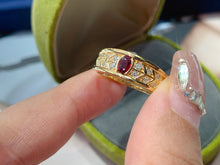 Load image into Gallery viewer, LUOWEND 18K Yellow Gold Real Natural Ruby Ring for Women
