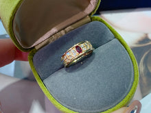 Load image into Gallery viewer, LUOWEND 18K Yellow Gold Real Natural Ruby Ring for Women
