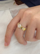 Load image into Gallery viewer, LUOWEND 18K White and Yellow Gold Real Natural Diamond Ring for Women
