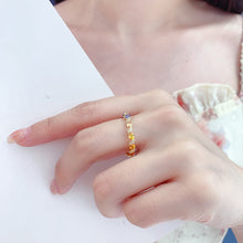 Load image into Gallery viewer, LUOWEND 18K Yellow Gold Real Natural Color Sapphire Ring for Women
