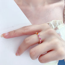 Load image into Gallery viewer, LUOWEND 18K Yellow Gold Real Natural Color Sapphire Ring for Women
