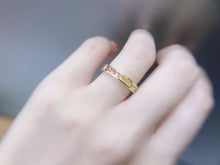 Load image into Gallery viewer, LUOWEND 18K Yellow Gold Real Natural Color Sapphire Ring for Women
