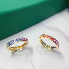 Load image into Gallery viewer, LUOWEND 18K Yellow Gold Real Natural Color Sapphire Ring for Women
