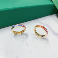 Load image into Gallery viewer, LUOWEND 18K Yellow Gold Real Natural Color Sapphire Ring for Women
