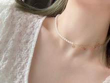 Load image into Gallery viewer, LUOWEND 18K Yellow Gold Real Natural Aquamarine and Pearl Necklace for Women

