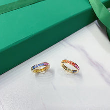 Load image into Gallery viewer, LUOWEND 18K Yellow Gold Real Natural Color Sapphire Ring for Women
