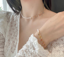 Load image into Gallery viewer, LUOWEND 18K Yellow Gold Real Natural Aquamarine and Pearl Necklace for Women
