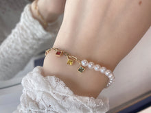 Load image into Gallery viewer, LUOWEND 18K Yellow Gold Real Natural Aquamarine and Pearl Necklace for Women
