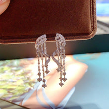 Load image into Gallery viewer, LUOWEND 18K White Gold Real Natural Diamond Drop Earrings for Women
