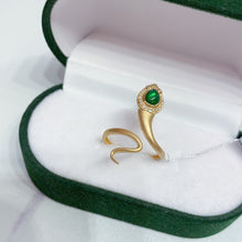 Load image into Gallery viewer, LUOWEND 18K Yellow Gold Real Natural Diamond and Emerald Ring for Women
