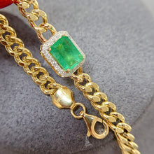 Load image into Gallery viewer, LUOWEND 18K Yellow Gold Real Natural Emerald Bracelet for Women
