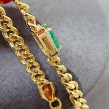 Load image into Gallery viewer, LUOWEND 18K Yellow Gold Real Natural Emerald Bracelet for Women
