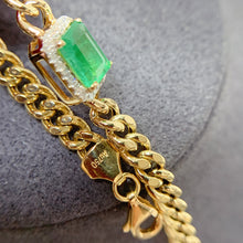 Load image into Gallery viewer, LUOWEND 18K Yellow Gold Real Natural Emerald Bracelet for Women
