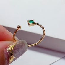 Load image into Gallery viewer, LUOWEND 18K Yellow Gold Real Natural Diamond and Emerald Ring for Women
