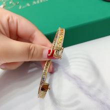 Load image into Gallery viewer, LUOWEND 18K Yellow Gold Real Natural Aquamarine Bracelet for Women
