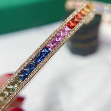 Load image into Gallery viewer, LUOWEND 18K Yellow Gold Real Natural Aquamarine Bracelet for Women
