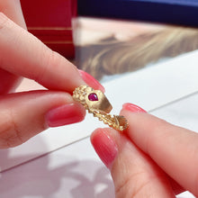 Load image into Gallery viewer, LUOWEND 18K Yellow Gold Real Natural Diamond and Ruby Ring for Women
