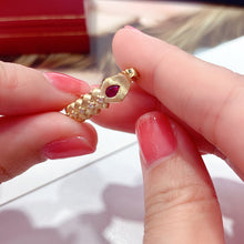 Load image into Gallery viewer, LUOWEND 18K Yellow Gold Real Natural Diamond and Ruby Ring for Women

