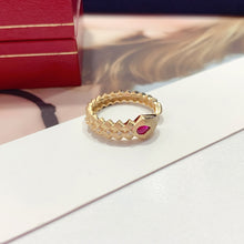 Load image into Gallery viewer, LUOWEND 18K Yellow Gold Real Natural Diamond and Ruby Ring for Women
