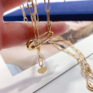 LUOWEND 18K Yellow Gold Necklace for Women