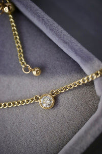 LUOWEND 18K Yellow Gold Real Natural Diamond Necklace for Women