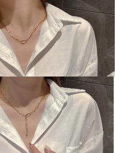 LUOWEND 18K Yellow Gold Diamond Necklace for Women