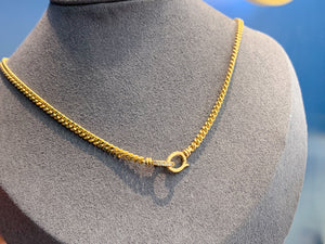 LUOWEND 18K Yellow Gold Real Natural Diamond Necklace for Women