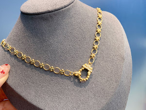 LUOWEND 18K Yellow Gold Real Natural Diamond Necklace for Women