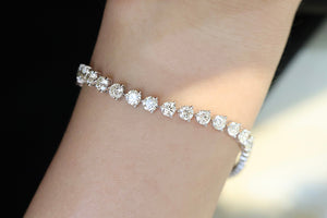 LUOWEND 18K White Gold Real Natural Diamond Bracelet for Women