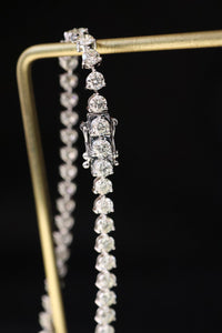 LUOWEND 18K White Gold Real Natural Diamond Bracelet for Women