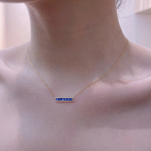 LUOWEND 18K Yellow Gold Real Natural Sapphire Gemstone Necklace for Women