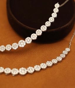 LUOWEND 18K White Gold Real Natural Diamond Necklace for Women