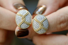 Load image into Gallery viewer, LUOWEND 18K Yellow Gold Real Natural Diamond Stud Earrings for Women
